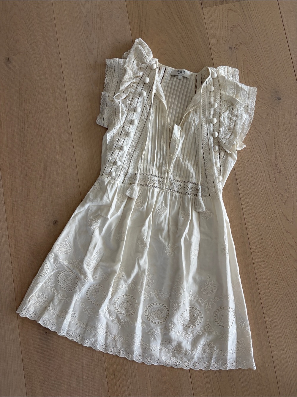 Sea New York white eyelet mini dress